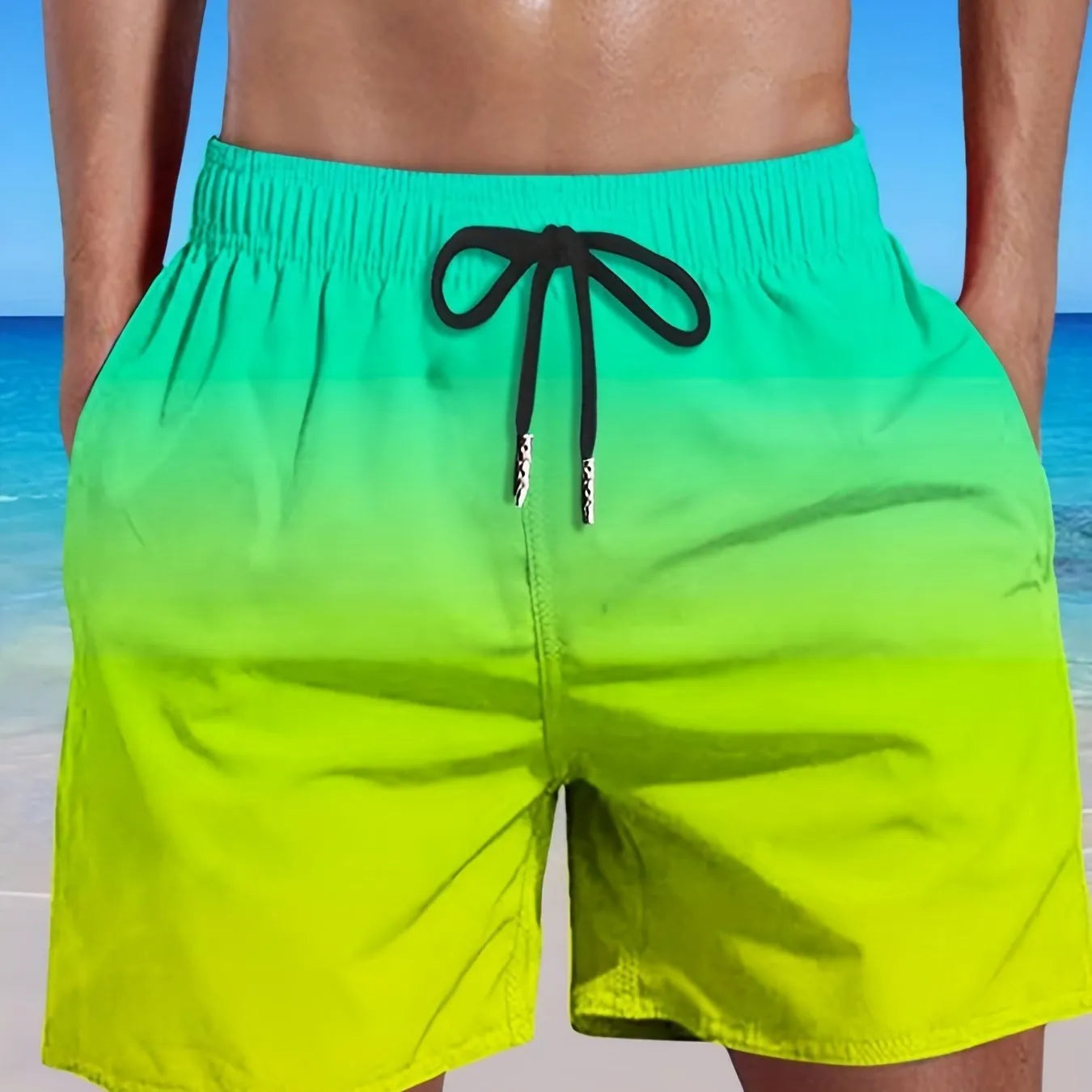Men's grey gradient 3D print mesh sports shorts on a white background, showing shorts length and fabric texture.