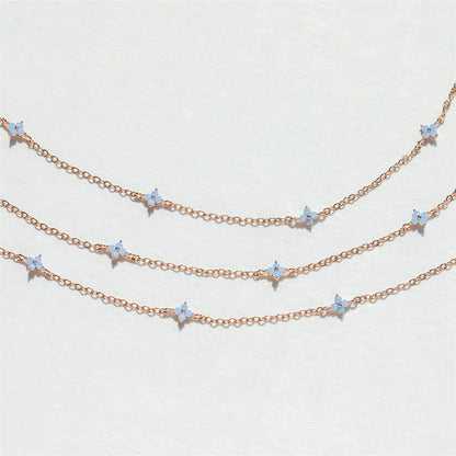 Stylish and versatile blue flower necklace with adjustable chain and vibrant floral accents, perfect for vacations, beaches, and everyday wear.