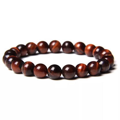 Handmade 8mm blue tiger stone couple bracelet with gold-plated inlay