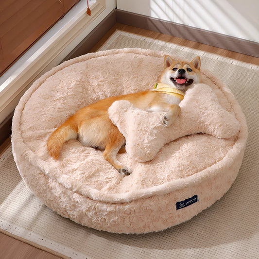 Four Seasons Universal cloth dog kennel in round nest milk tea colour, size S.