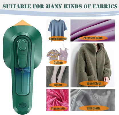 Dark green handheld portable garment ironing machine with titanium panel and steam function