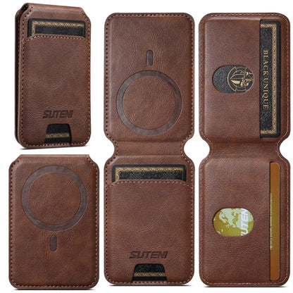 Android universal phone magnetic card holder with MagSafe ring in PU leather
