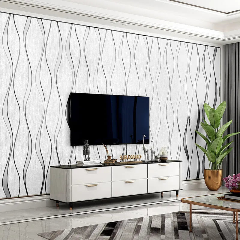 Curve stripe 3D background wallpaper with velvet texture showing light grey and dark brown colour options