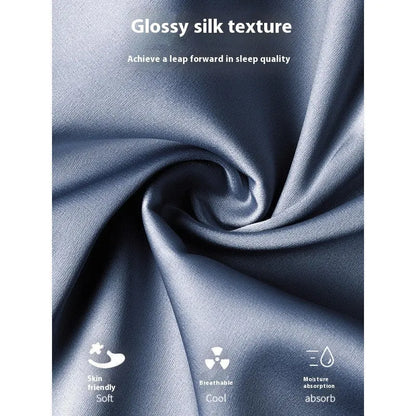 Men's black ice silk three-piece home wear set featuring a loose-fitting top with matching trousers and shorts.