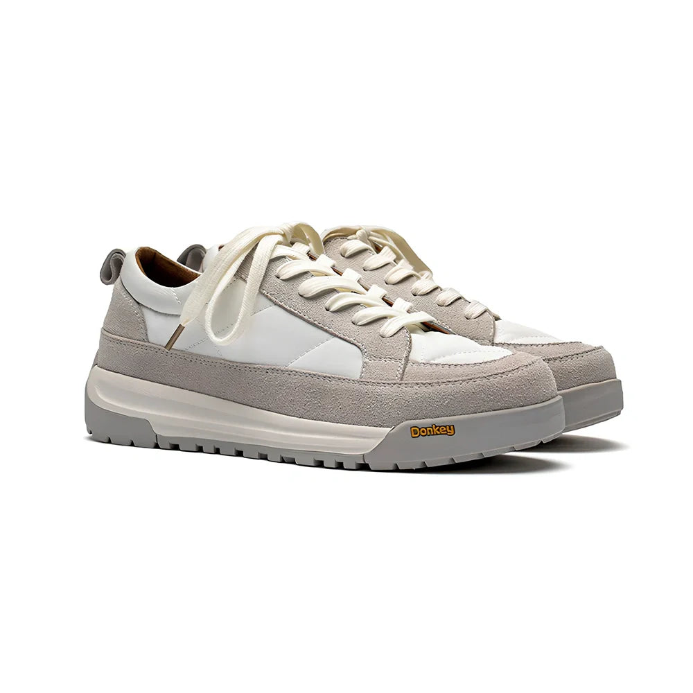 Grey men's sports casual outdoor shoes with wear-resistant soles shown from side angle