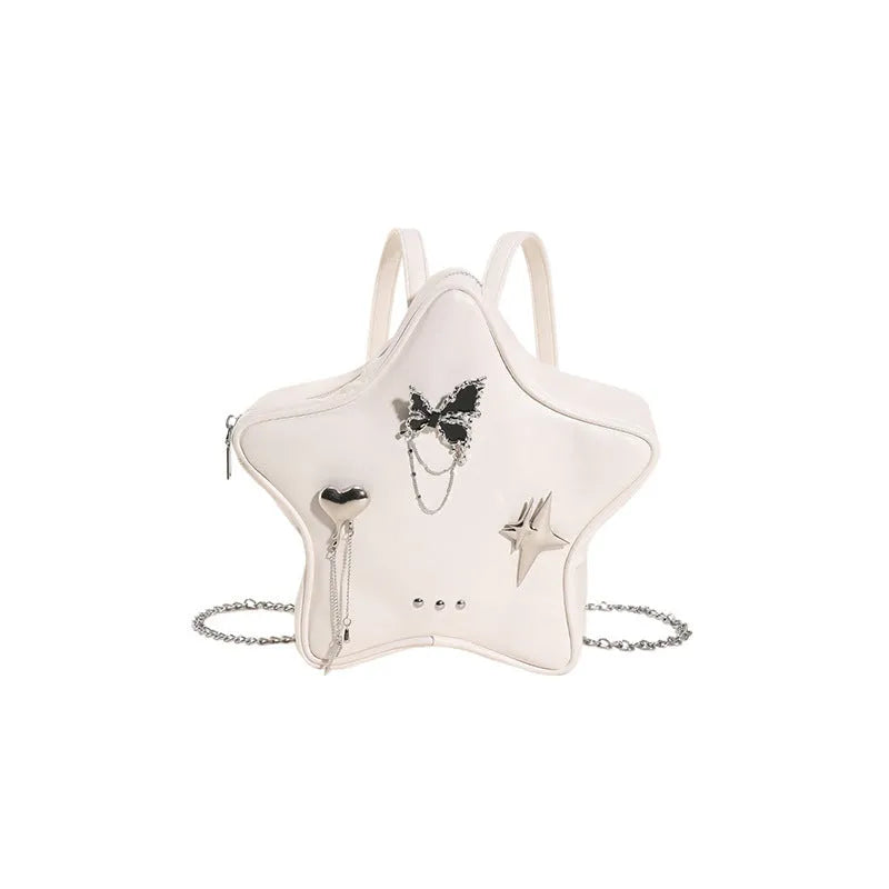 Soft PU women's messenger mini backpack in black, white or silver with dual shoulder carrying options