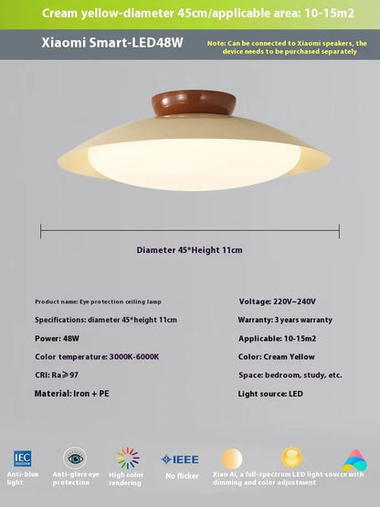 Modern flying saucer shaped ceiling lamp in cream style with minimalist design and clean geometric lines