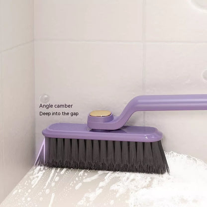Multi-function rotating crevice cleaning brush in purple, white, and brown for kitchen and bathroom tile joints