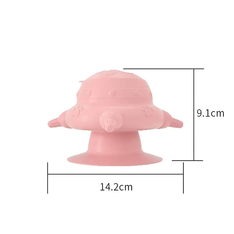 Pink silicone pet nursing device with bionic breast design and four pacifiers for puppy and kitten feeding