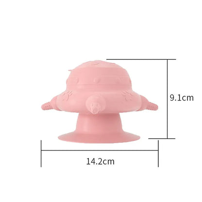 Pink silicone pet nursing device with bionic breast design and four pacifiers for puppy and kitten feeding