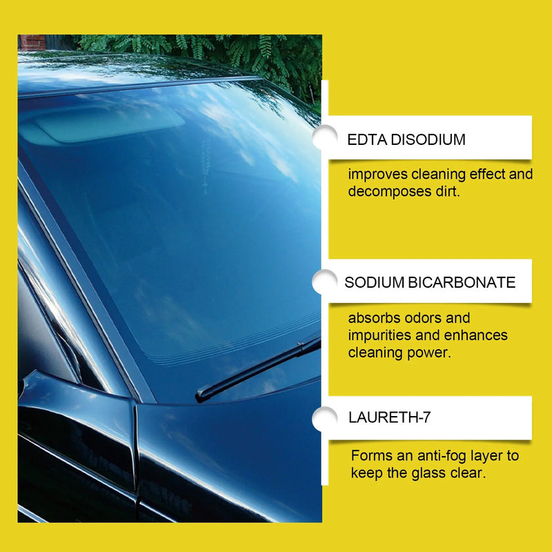 Car Glass Cleaning Anti-Fog Two-in-One Spray 100ml Windscreen Cleaner with Water Disodium EDTA Sodium Bicarbonate for Clear Vision