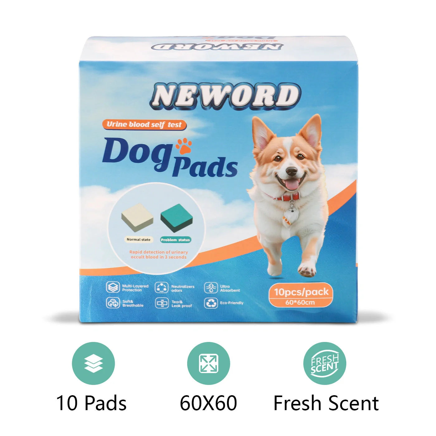 Advanced Dog Detection Urine Pads, 10-Pack for clean and convenient pet training