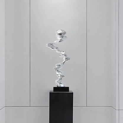Abstract still life ornament in natural resin with modern simplicity design, 15cm height, in Bright Gold, Elegant Silver, or Phantom Blue