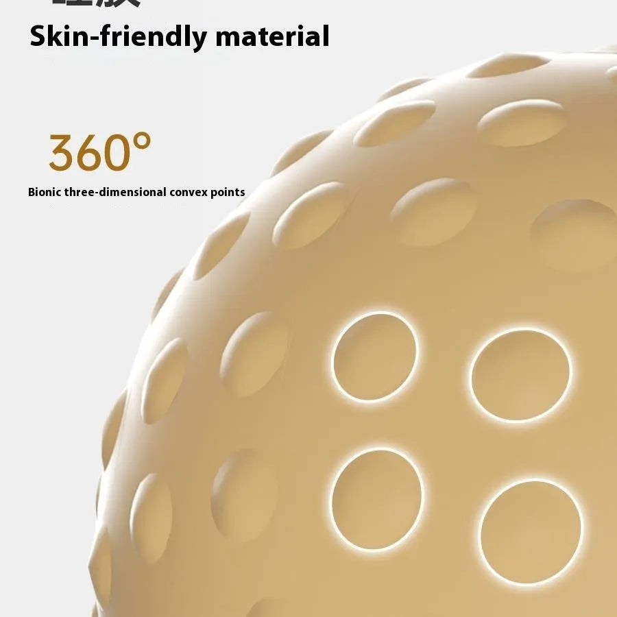 Massage ball with double-ball design in caramel mocha colour for cold and hot compress therapy