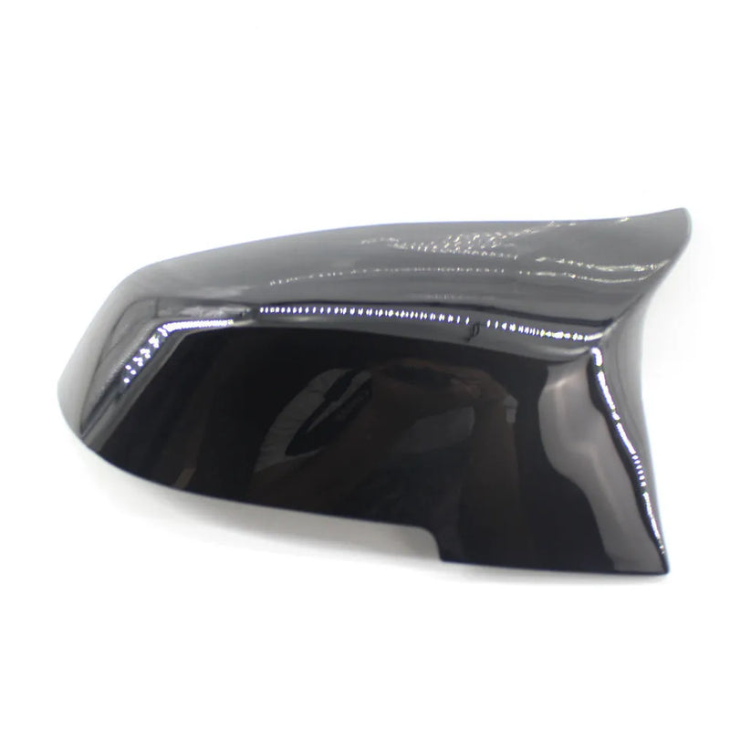 Modified horn rearview mirror shell for BMW 3 Series and 4 Series F20 F30 F35 F34 F32 models with paint bright black finish and buckle replacement style that provides a dark bright colour alternative to standard mirror housings.