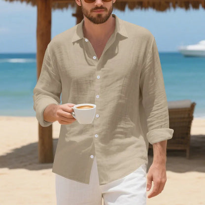 Linen American style loose casual shirt in multiple colours including Army Green and navy blue
