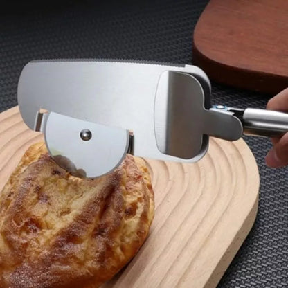 3-in-1 stainless steel pizza cutter with hanging holes for easy storage
