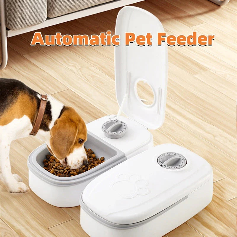 Automatic Pet Feeder with Stainless Steel Bowl for Cats and Dogs, Gravity-Powered Feeding Solution