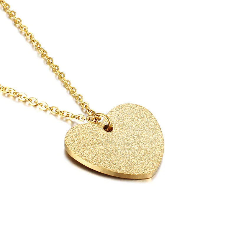 Women's titanium steel necklace with a simple geometric heart-shaped pendant.