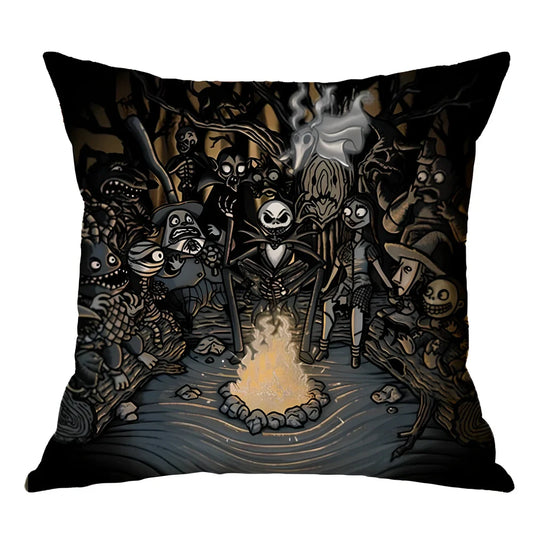 45x45cm linen pillow cover with skull pattern for Halloween decorations