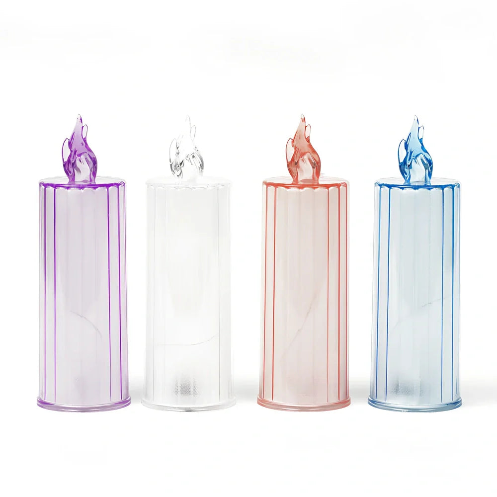 LED electronic candle light in transparent colour with diamond pattern, 15cm height