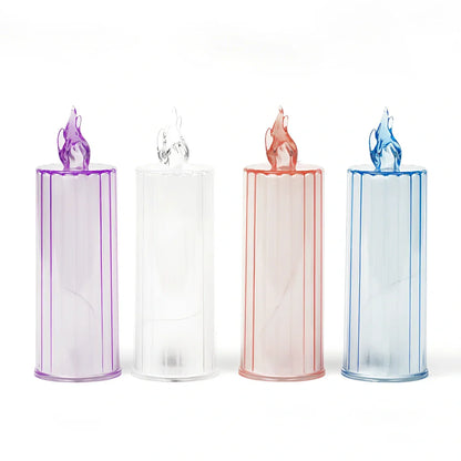 LED electronic candle light in transparent colour with diamond pattern, 15cm height