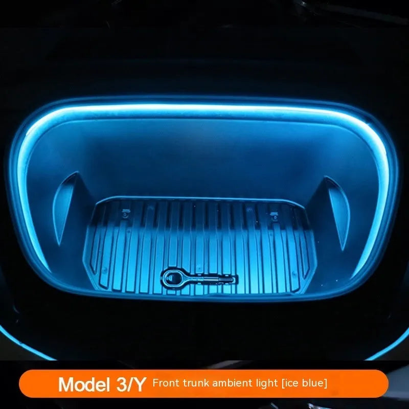 Tesla Model 3 and Y front ambient lighting kit with soft silicone LED strip in three colour options