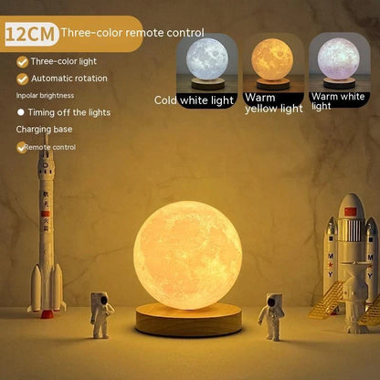 3D Magnetic Floating Levitating Moon Lamp with realistic moon surface and customizable colors