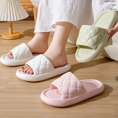 Stylish and comfortable EVA slippers with unique rhombus design, available in various colors for indoor and bathroom use