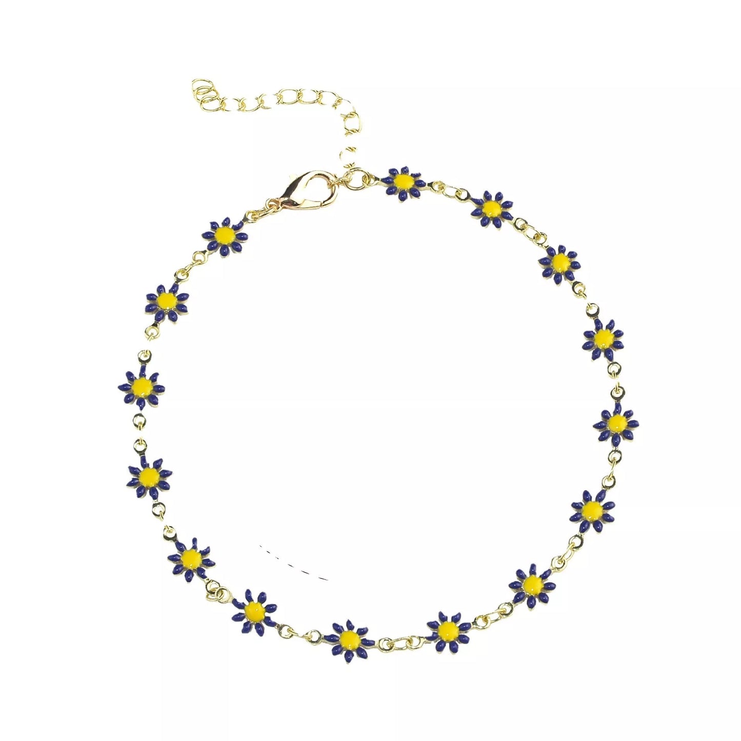 Little Daisy Anklet - Colorful floral ankle ring with adjustable fit
