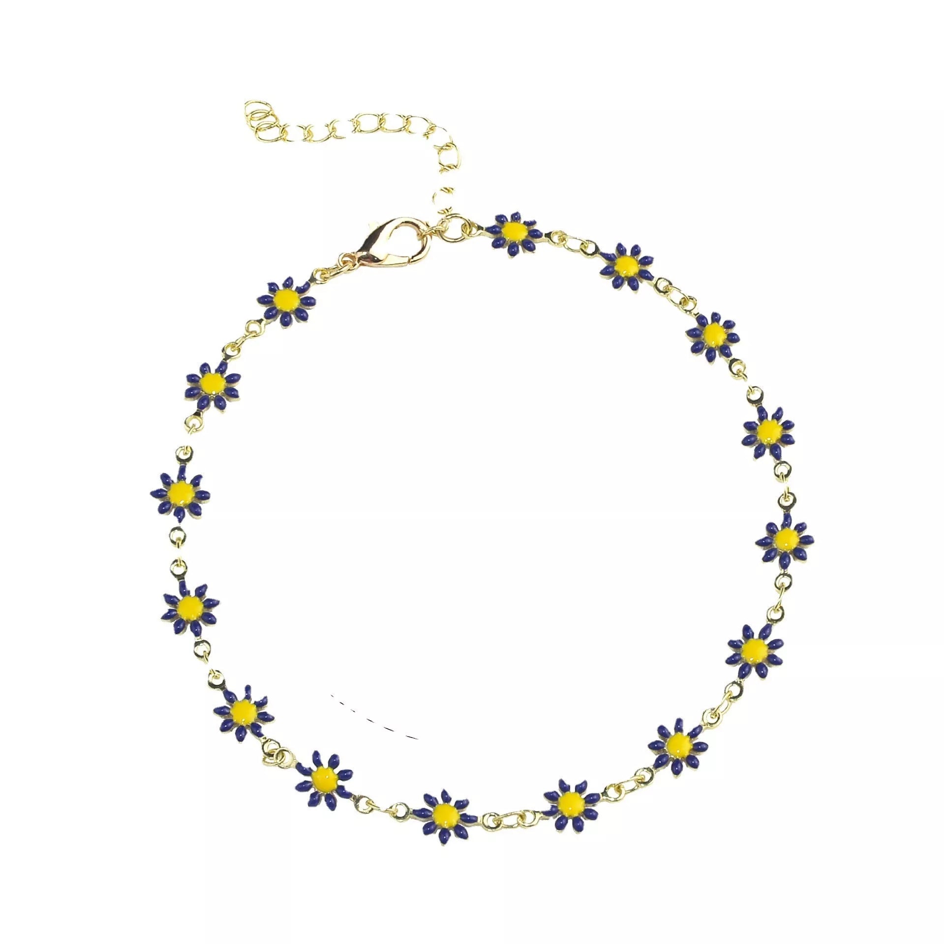 Little Daisy Anklet - Colorful floral ankle ring with adjustable fit
