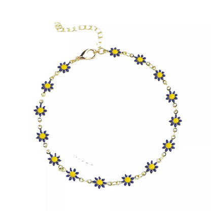 Little Daisy Anklet - Colorful floral ankle ring with adjustable fit