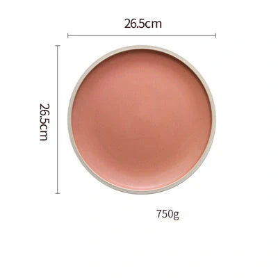 Pure Color Matte Ceramic Plate Set in pink, grey, white, and blue