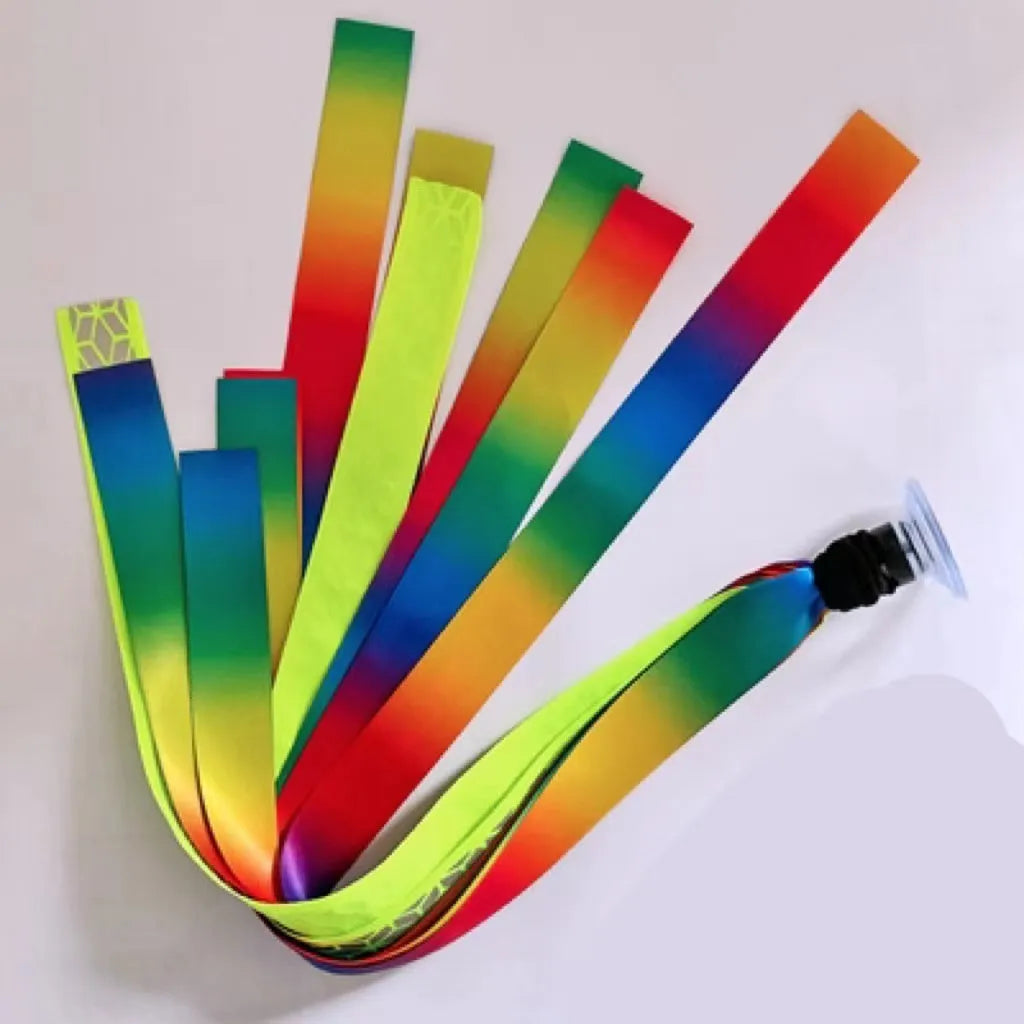 Children's helmet streamer with 60 cm polyester ribbon in colours like apricot and khaki for roller skating and skiing