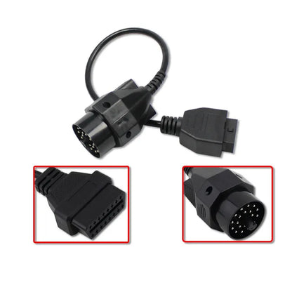 OBD2 BMW 20-pin to 16-pin diagnostic connector cable with corrosion-resistant connectors