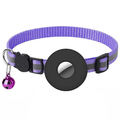 Airtag pet collar with reflective strip and bell for cats and dogs