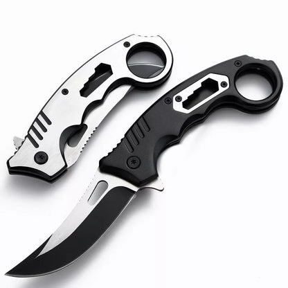 Folding knife with nut driver and back clamp for outdoor survival