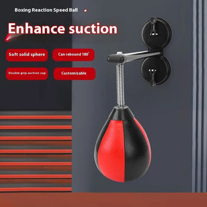 Pear-shaped inflatable boxing ball with double suction cups mounted on door