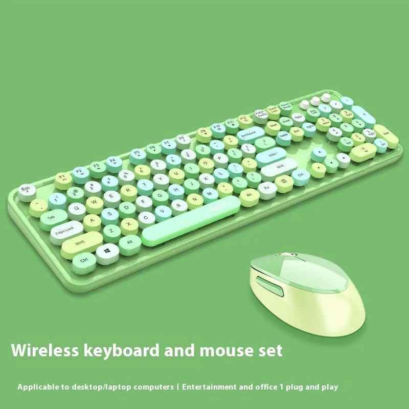 Purple mixed colour wireless keyboard and mouse set with USB receiver for computers