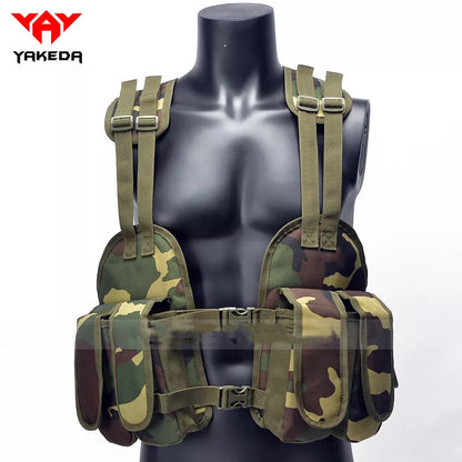 High-density 600D polyester tactical vest for outdoor training in jungle camouflage, military green, and mud