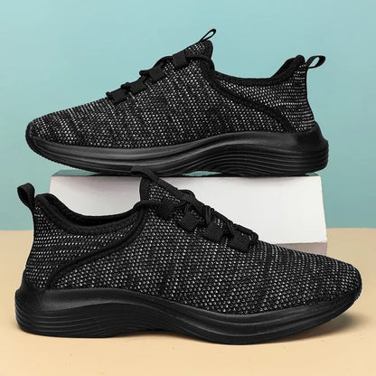 Women's black mesh casual sneaker with lace-up closure and EVA sole