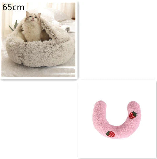Cozy pet bed with plush and warm fabric for cats and dogs