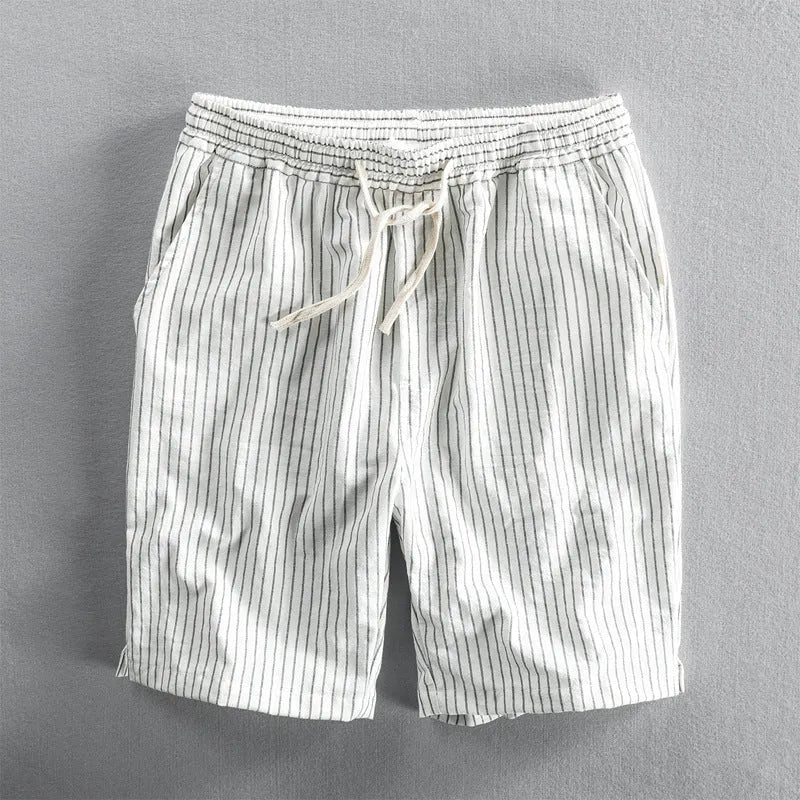 Men's striped casual shorts in cotton with micro elasticity, available in multiple colours and sizes up to 6XL