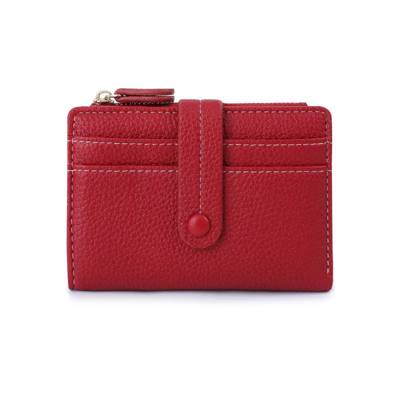 PU leather women's short wallet with coin purse in multiple colors
