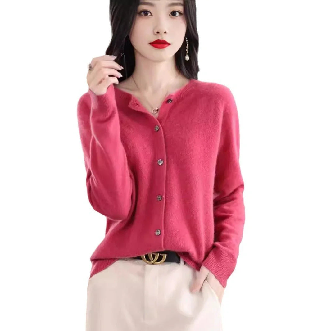 Stylish and comfortable Merino wool cardigan sweater for women in a variety of chic colors