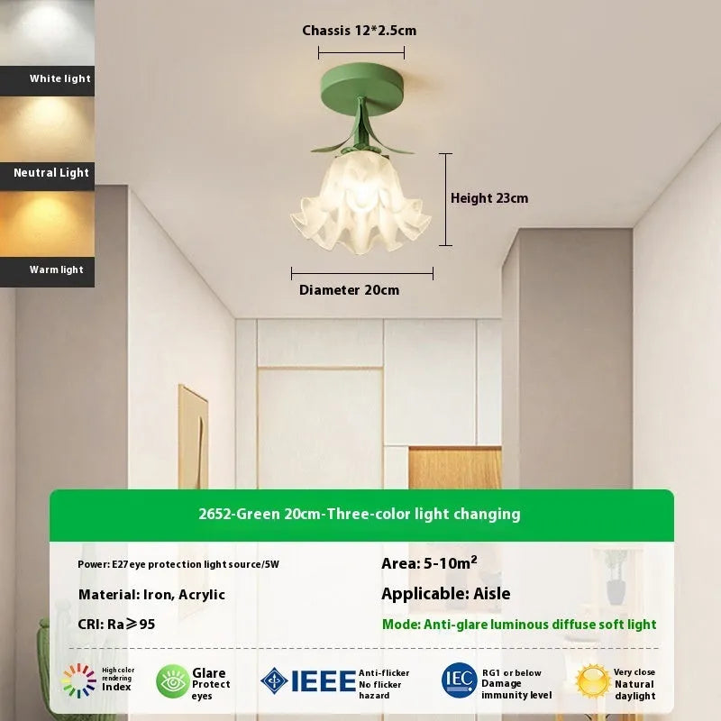 Cream Linglan flower design corridor aisle light with LED illumination and remote control for dimming