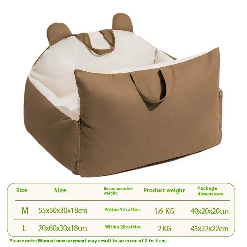 Universal removable washable car kennel for dogs in beige colours with two size options