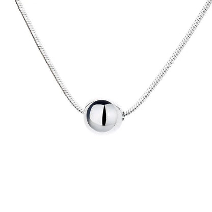 925 silver clavicle chain necklace with small balls design and round pendant
