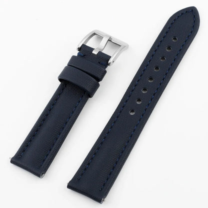 Oxford water-repellent cloth leather watch strap in black, blue, green, grey or beige, 18mm to 22mm width