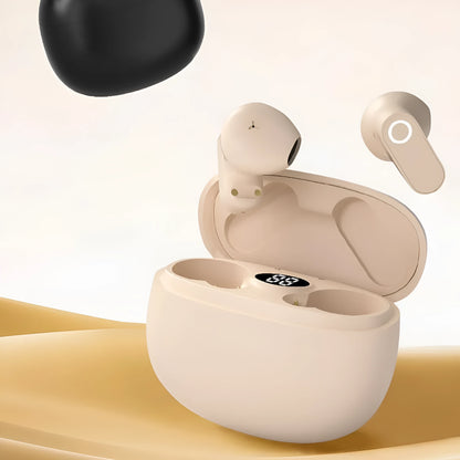 Sports ear hook Bluetooth headset in Black, skin colour, or Violet with 4-8 hour battery, noise reduction, and in-ear plastic design.